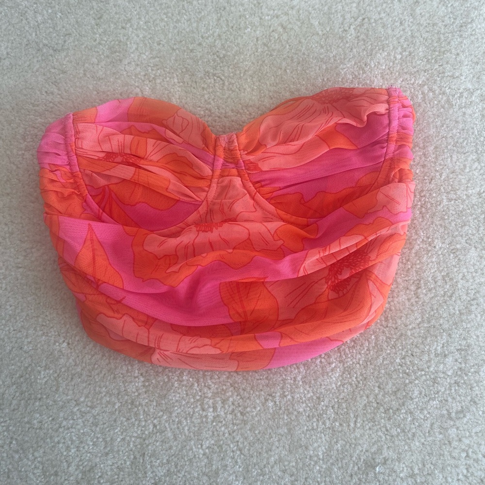 Zara Pink and Orange Floral Bustier